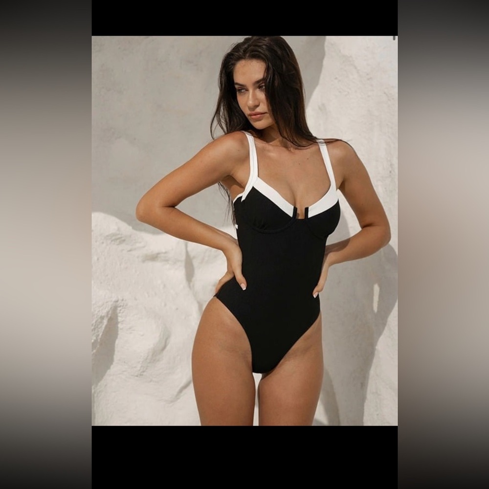 Black and White Women's One Piece Swimsuit
